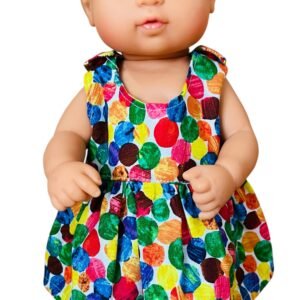 Rainbow Dots Doll Dress. Fits 32cm Miniland Doll