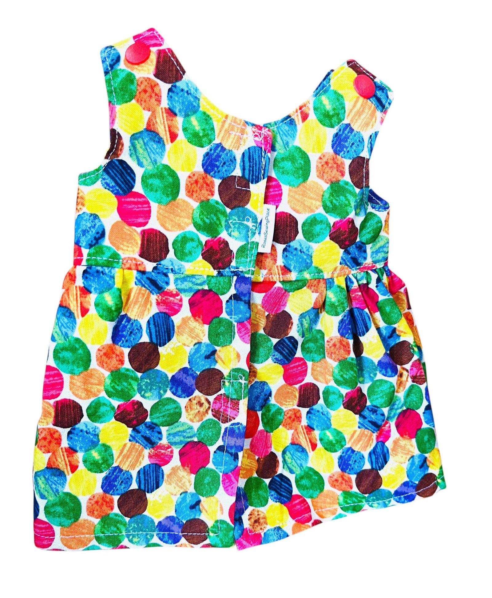 Rainbow Dots Doll Dress. Fits 38cm Miniland Doll - Image 6
