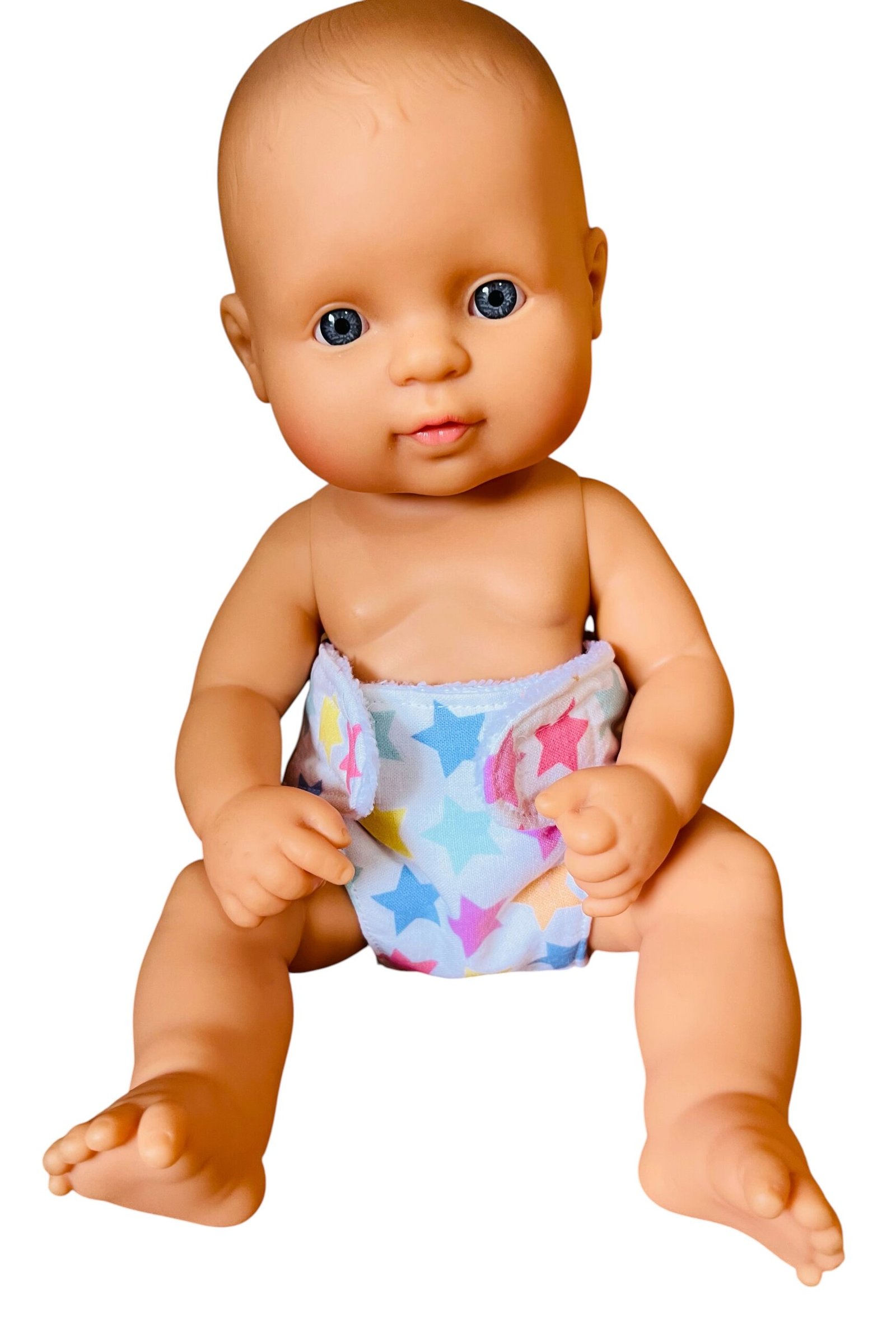 Pastel Rainbow Stars Doll Nappy. Fits 32cm Miniland Doll. - Image 4