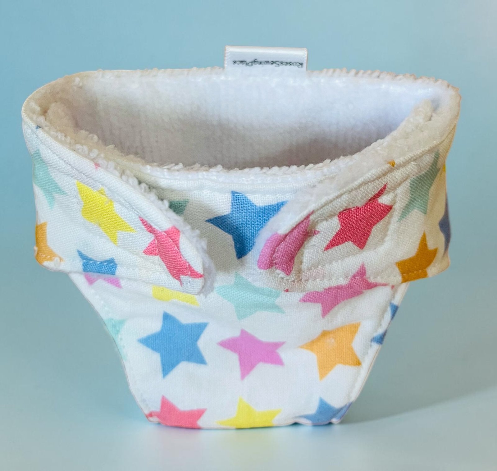 Pastel Rainbow Stars Doll Nappy. Fits 32cm Miniland Doll. - Image 5