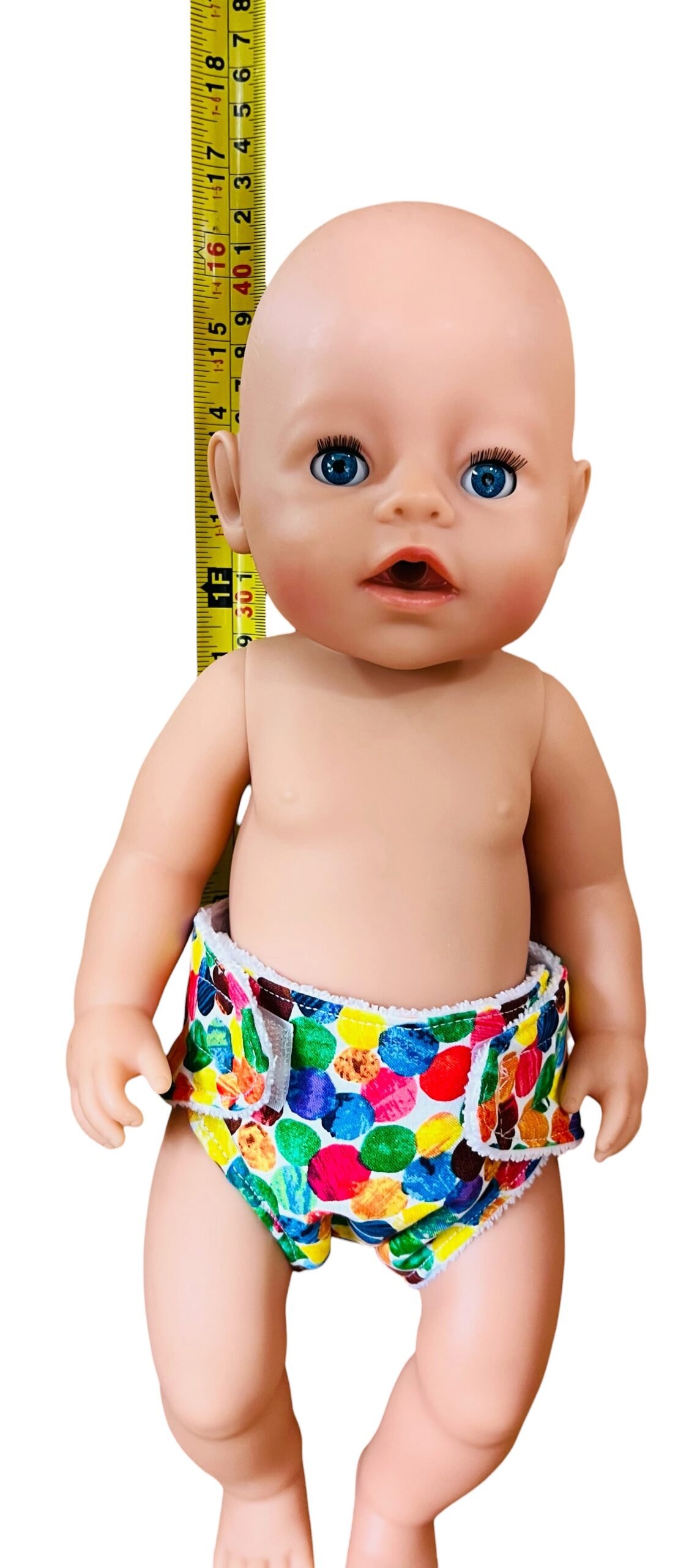 Rainbow Dots Doll Nappy. Fits 43cm Baby Born Doll. - Image 4