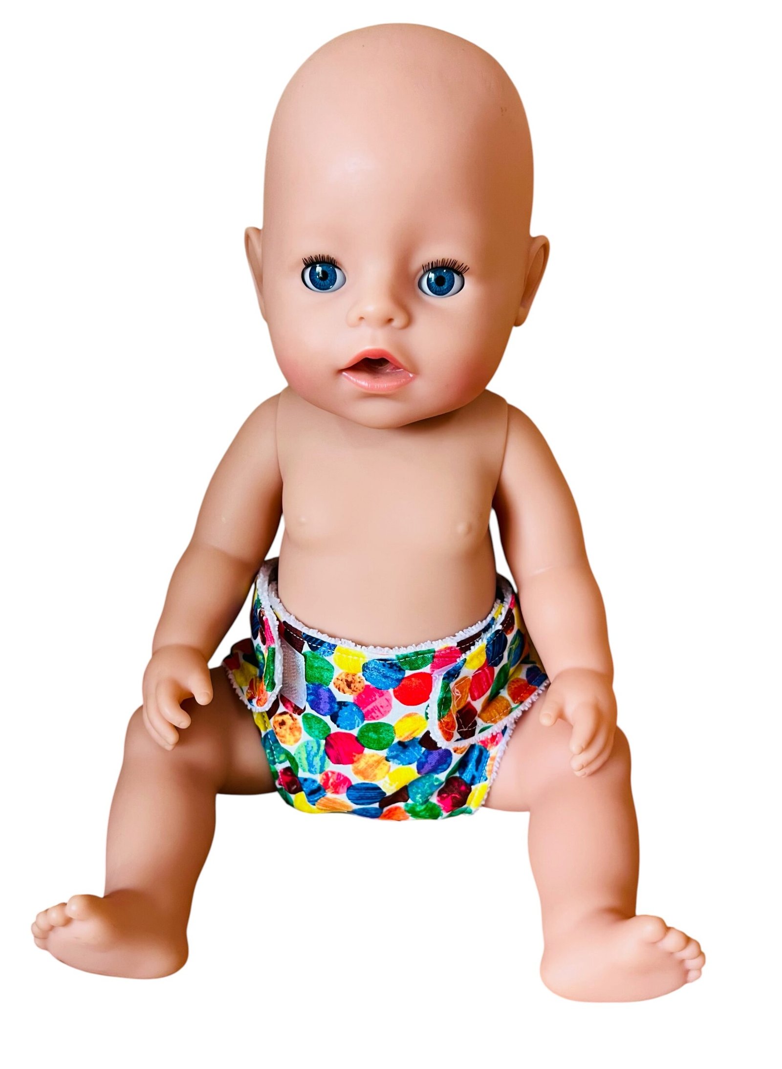 Rainbow Dots Doll Nappy. Fits 43cm Baby Born Doll. - Image 3