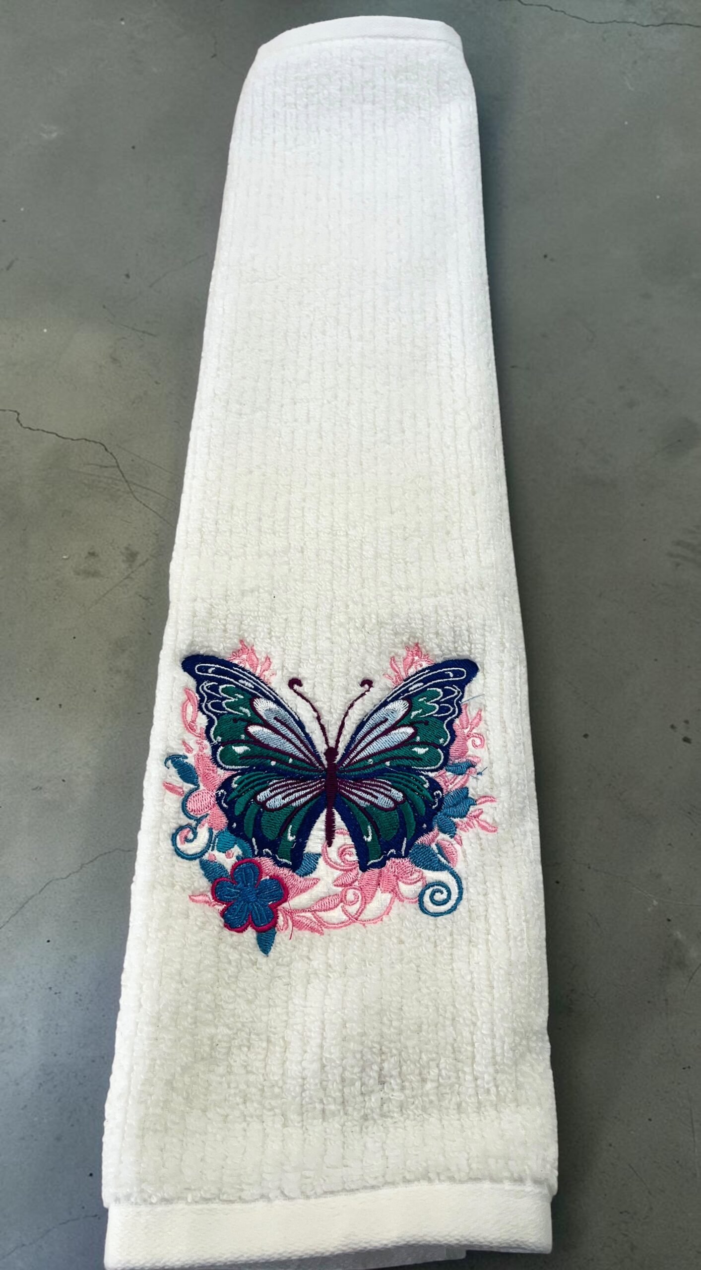 Emerald Butterfly Embroidered Hand Towel - Image 3