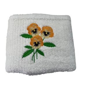 Golden Pansies Embroidered Hand Towel.