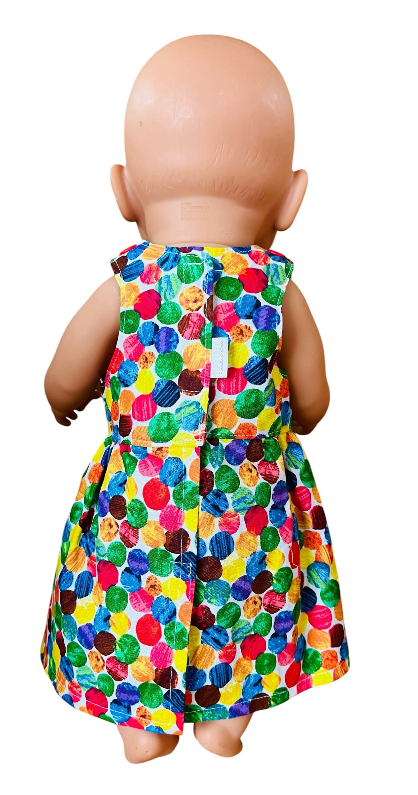 Rainbow Dots Doll Dress. Fits 43cm Baby Born Doll - Image 3