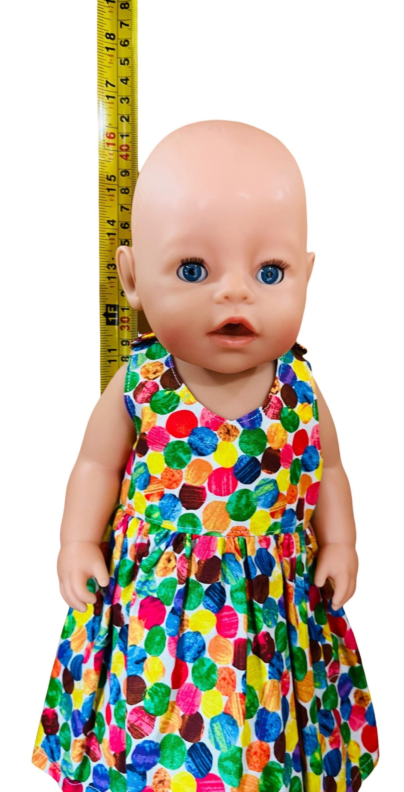 Rainbow Dots Doll Dress. Fits 43cm Baby Born Doll - Image 4