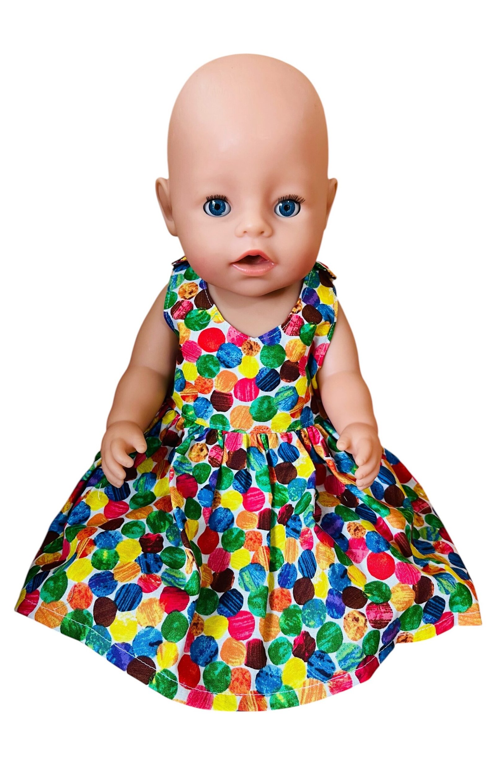 Rainbow Dots Doll Dress. Fits 43cm Baby Born Doll - Image 5