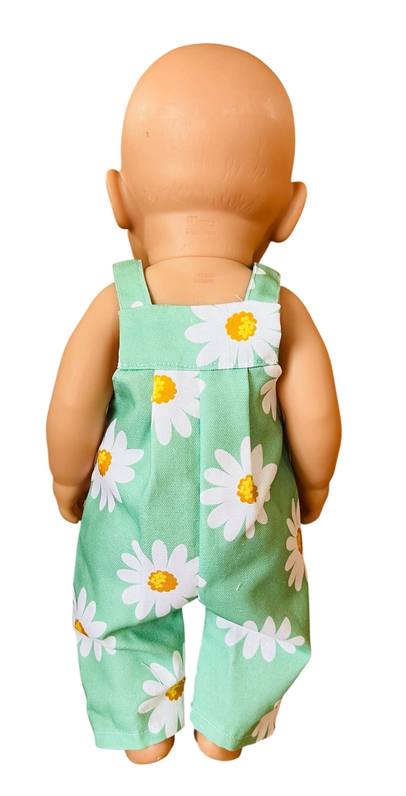 White Daisy on Green Overalls. Fits 43cm Baby Born doll - Image 6