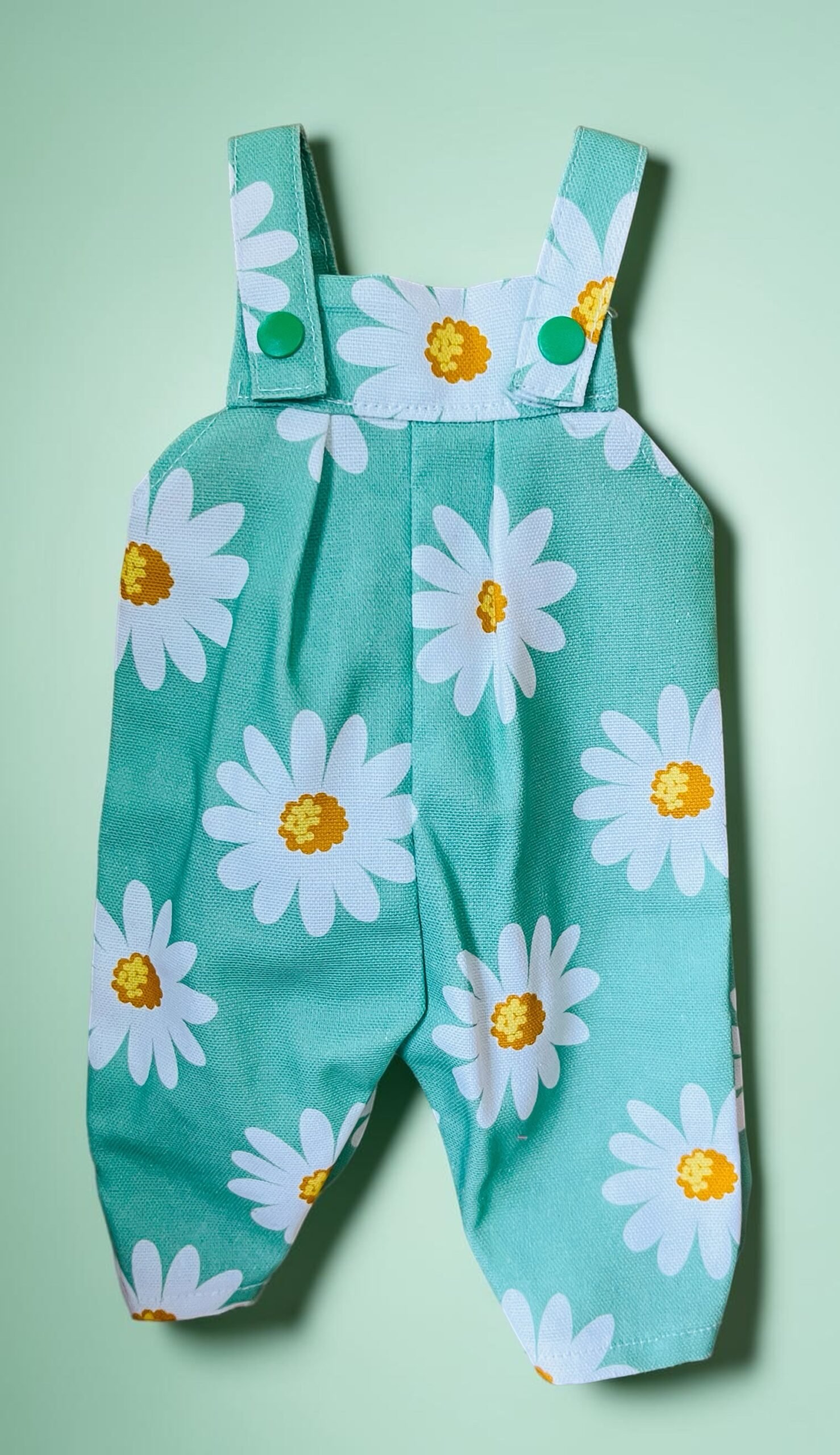 White Daisy on Green Overalls. Fits 43cm Baby Born doll - Image 2